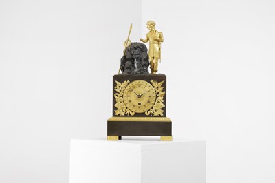Lot 352 - An Empire-style patinated and gilt-bronze mantel clock
