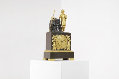Lot 352 - An Empire-style patinated and gilt-bronze mantel clock