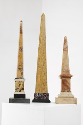 Lot 490 - A collection of three marble obelisks