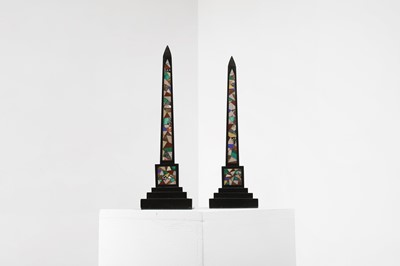 Lot 489 - A pair of Ashford black marble obelisks