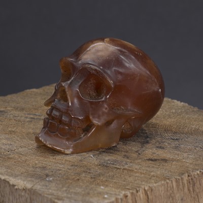 Lot 269 - A Victorian agate memento mori cane topper