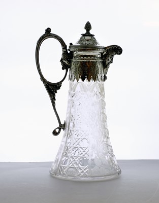 Lot 30A - A late Victorian silver and cut glass claret jug