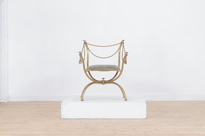 Lot 468 - A Hollywood Regency gilt-brass side chair