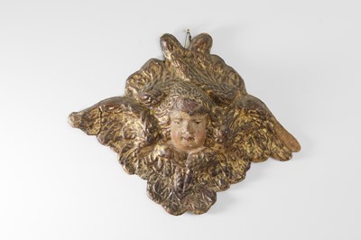 Lot 316 - A papier mâché, painted and parcel-gilt mask
