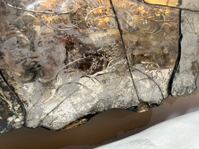 Lot 526 - An etched glass mirror