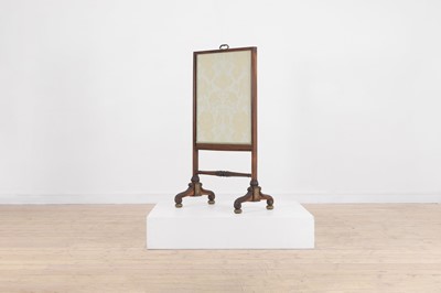 Lot 386 - A Regency rosewood and brass-inlaid cheval firescreen attributed to Banting, France & Co.