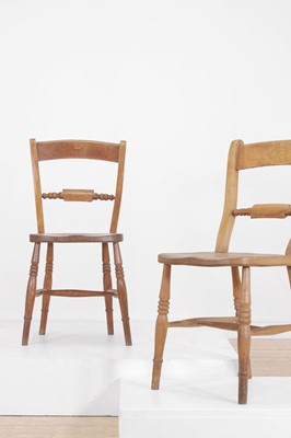 Lot 196 - A harlequin set of eight elm and beech Oxford single chairs