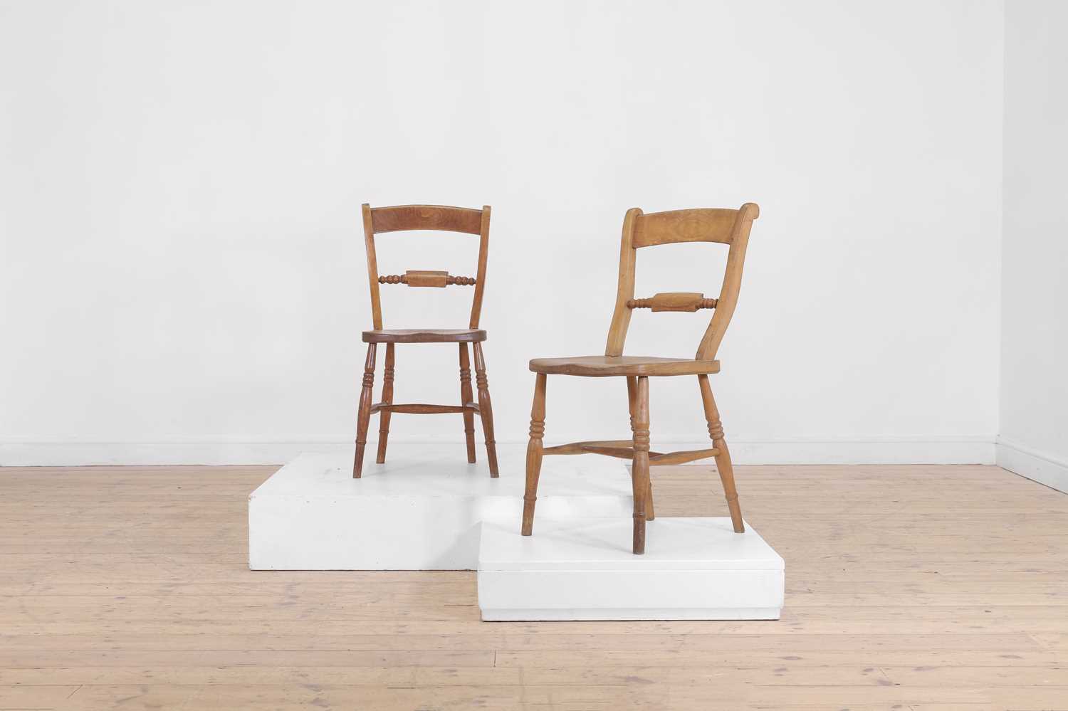 Lot 196 - A harlequin set of eight elm and beech Oxford single chairs