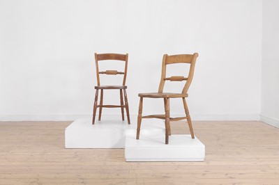 Lot 196 - A harlequin set of eight elm and beech Oxford single chairs