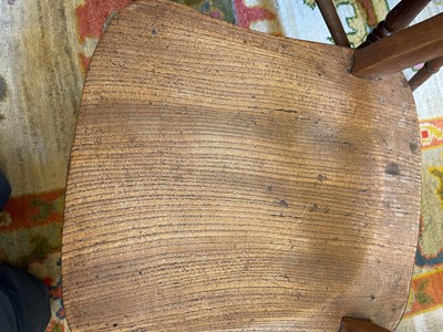 Lot 196 - A harlequin set of eight elm and beech Oxford single chairs
