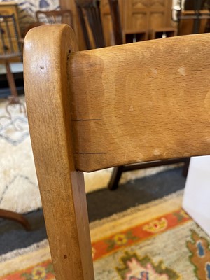Lot 196 - A harlequin set of eight elm and beech Oxford single chairs