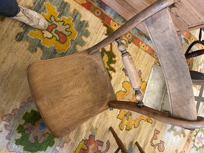 Lot 196 - A harlequin set of eight elm and beech Oxford single chairs