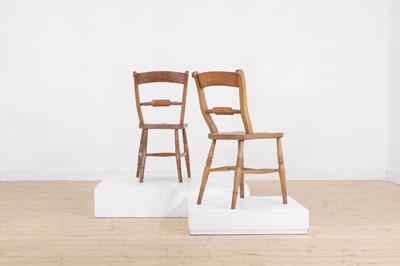 Lot 196 - A harlequin set of eight elm and beech Oxford single chairs