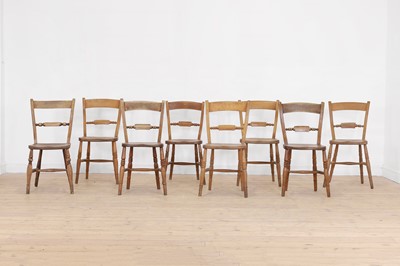 Lot 196 - A harlequin set of eight elm and beech Oxford single chairs