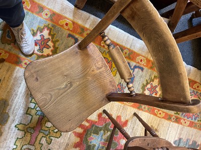 Lot 196 - A harlequin set of eight elm and beech Oxford single chairs