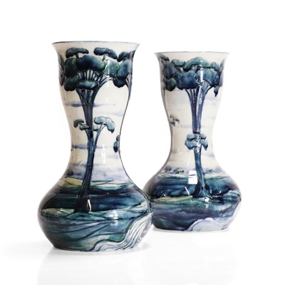 Lot 131 - A pair of William Moorcroft 'Hazeldene' vases