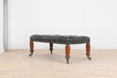 Lot 328 - A large Victorian-style oak and leather stool