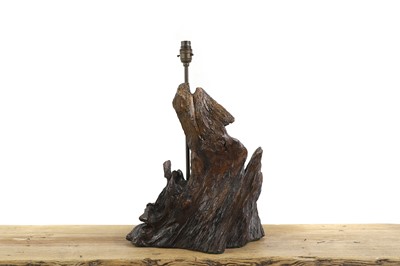 Lot 573 - A bog oak lamp base