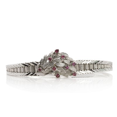 Lot 45 - An Italian gold ruby bracelet, c.1960