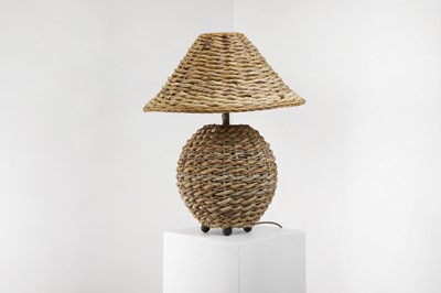Lot 61 - A woven wicker table lamp