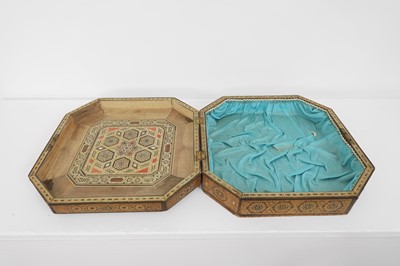 Lot 90 - A mother-of-pearl inlaid octagonal box