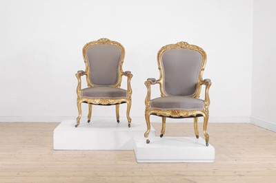 Lot 361 - A pair of Louis XV-style giltwood fauteuils