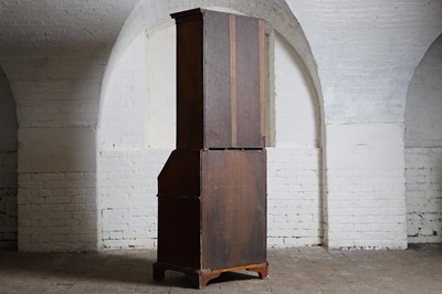 Lot 177 - A narrow walnut bureau bookcase