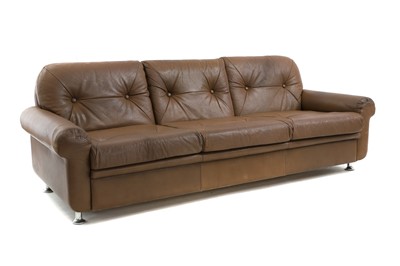 Lot 490 - A Danish three seater leather sofa