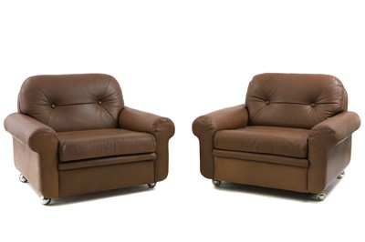Lot 489 - A pair of Danish leather armchairs