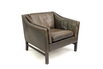 Lot 594 - A Danish chocolate leather lounge chair
