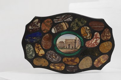 Lot 242 - A slate, marble and micromosaic desk paperweight