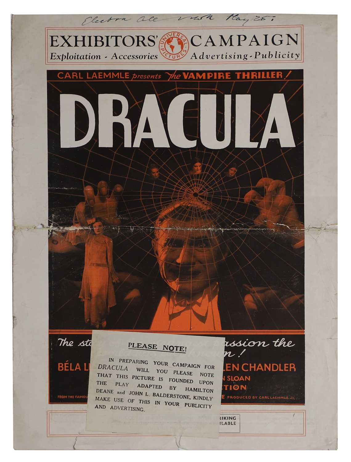 Lot 65 - A rare 'Dracula', Universal Pictures British Press book