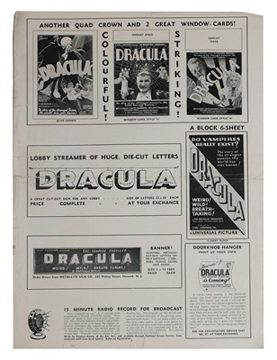 Lot 65 - A rare 'Dracula', Universal Pictures British Press book