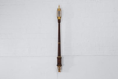 Lot 168 - A William and Mary-style walnut and gilt-metal portable pillar barometer