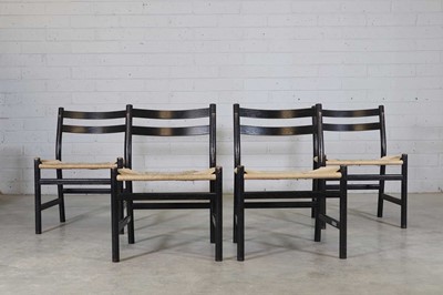 Lot 551 - A set of four Danish 'CH47' ebonised oak chairs