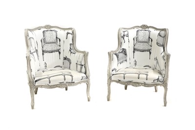 Lot 520 - A pair of Louis XVI design fauteuils