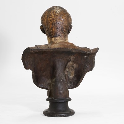 Lot 72 - A large plaster and painted bust of 'The Augustus of Prima Porta'