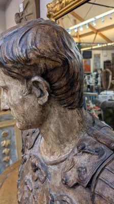 Lot 72 - A large plaster and painted bust of 'The Augustus of Prima Porta'