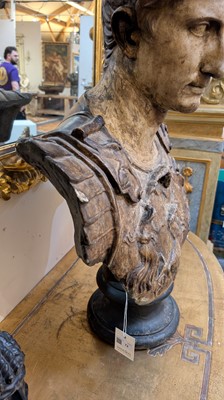 Lot 72 - A large plaster and painted bust of 'The Augustus of Prima Porta'
