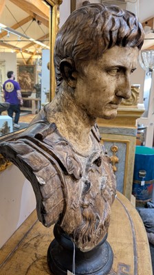 Lot 72 - A large plaster and painted bust of 'The Augustus of Prima Porta'