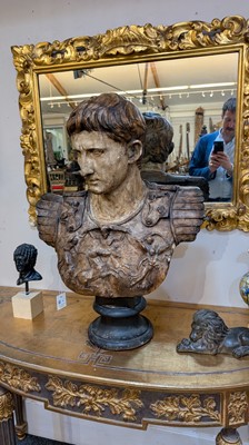 Lot 72 - A large plaster and painted bust of 'The Augustus of Prima Porta'