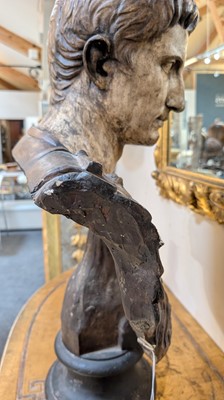 Lot 72 - A large plaster and painted bust of 'The Augustus of Prima Porta'