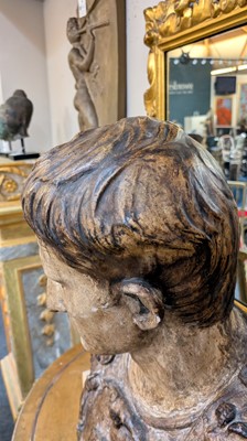 Lot 72 - A large plaster and painted bust of 'The Augustus of Prima Porta'