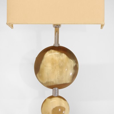 Lot 62 - A pair of horn and chrome wall lights