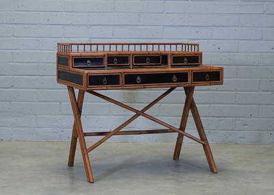 Lot 501 - An Art Deco-style bamboo and lacquerwork desk