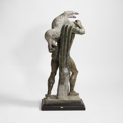 Lot 57 - A large grand tour-type green marble figure of Hercules and the Erymanthian Boar