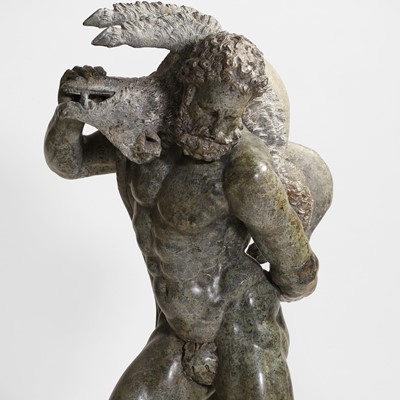 Lot 57 - A large grand tour-type green marble figure of Hercules and the Erymanthian Boar