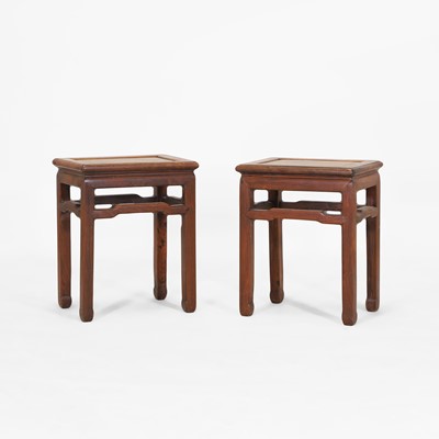 Lot 548 - A pair of hardwood stools