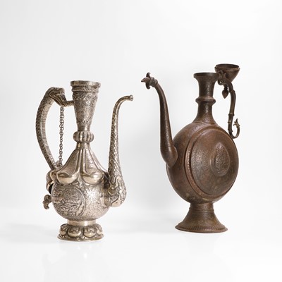 Lot 414 - A large bronze or brass coffee pot