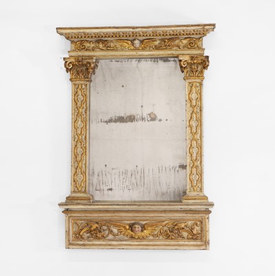 Lot 41 - A painted and parcel-gilt wall mirror